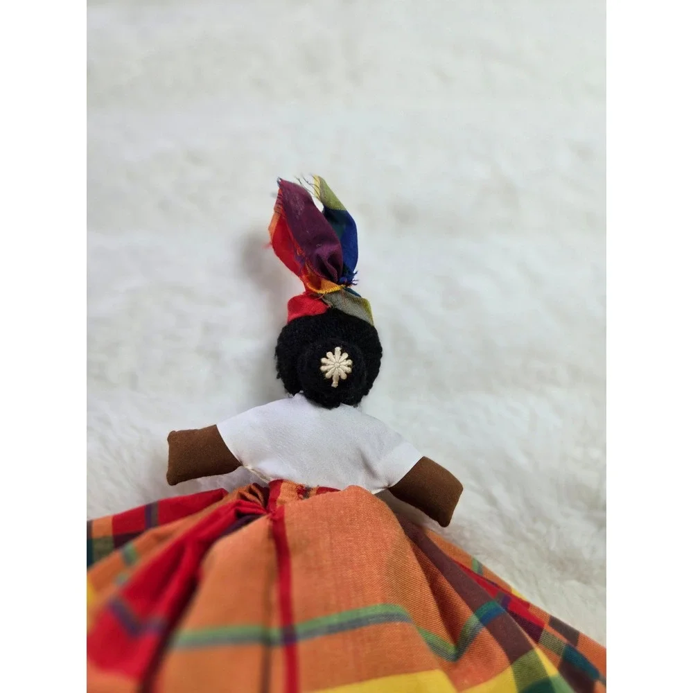 Vintage Caribbean Topsy Turvy Reversible Doll Handmade Tropical Floral Plaid New